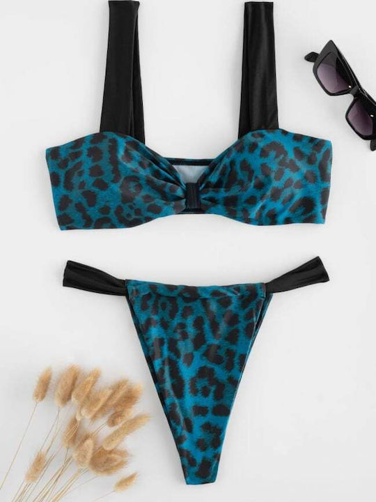 Set Bikini Animal Print Πετρόλ