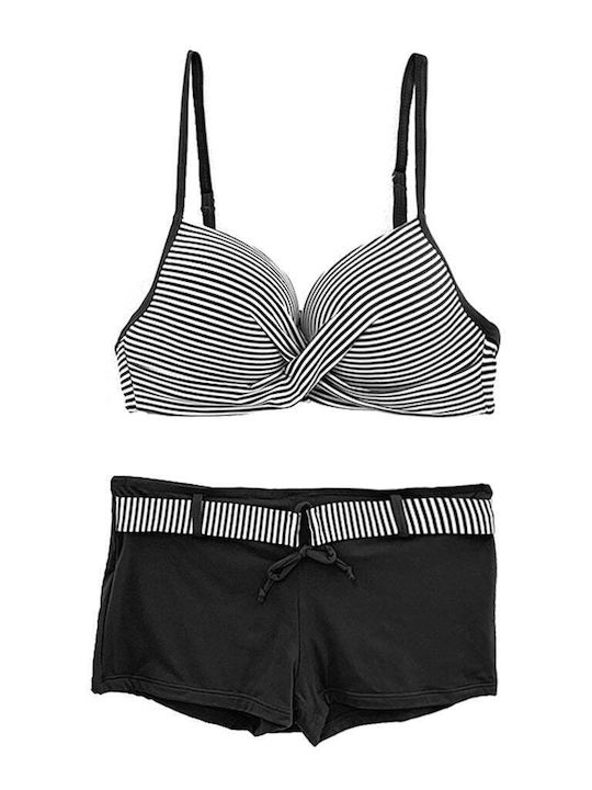 Set bikini pentru femei, cu boxer cu dungi Gm-201768