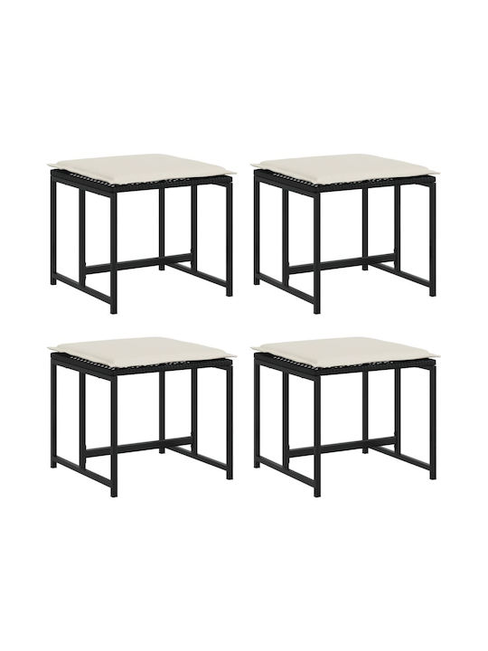 Rattan Outdoor Stool Black 4 Pieces 40x40x35cm