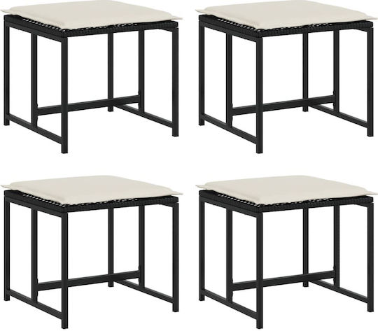 Σκαμπό Rattan Μαύρα 4τμχ 40x40x35cm Σκαμπό Rattan Μαύρα 4τμχ 40x40x35cm