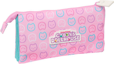 Gabby's Dollhouse Fabric Pink Pencil Case with 2 Compartments