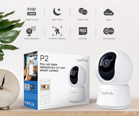 Laxihub P2 IP Κάμερα Παρακολούθησης Wi-Fi Full HD 1080p με Αμφίδρομη Επικοινωνία