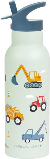 A Little Lovely Company Детска Бутилка Термос От Неръждаема Стомана Със Сламка Non Spill Синя 500ml