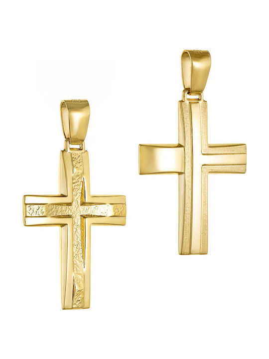 Papoulidis Jewellery Men's Gold Cross 14K Double Sided