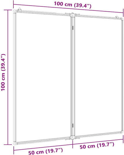 vidaXL Magnetic Hanging Dry Erase Board 100x100cm