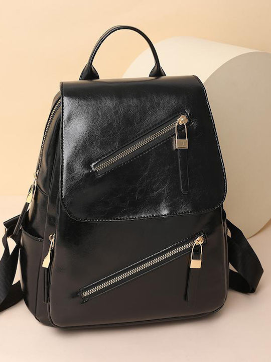 Leder Damentasche Rucksack Schwarz