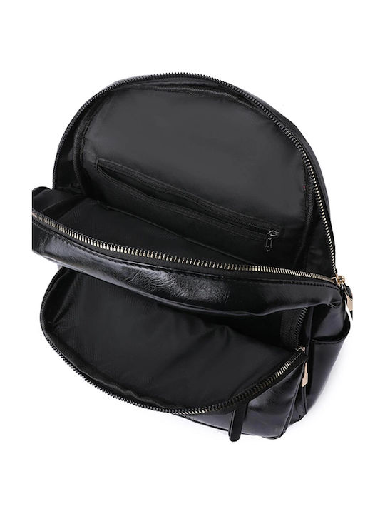Leder Damentasche Rucksack Schwarz