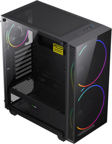 GameMax Black Hole Gaming Midi Tower Κουτί Υπολογιστή με Πλαϊνό Παράθυρο και RGB Φωτισμό Μαύρο