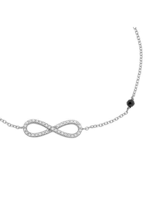 Infinity Damen Armband Kette mit Design Unendlichkeit aus Weißgold 9K mit Zirkon