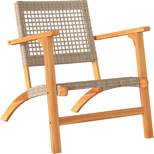 Outdoor-Stuhl Rattan Beige 2Stück 54x40x76εκ.