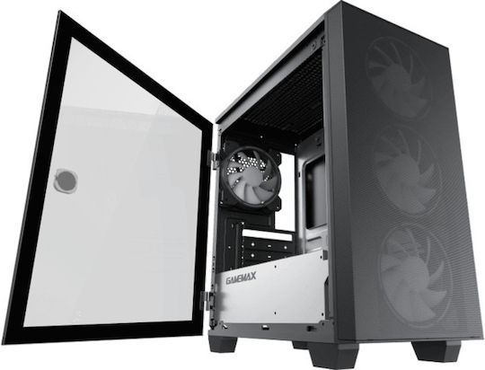 GameMax Aero Mini Gaming Midi Tower Computer Case with Window Panel and RGB Lighting Black