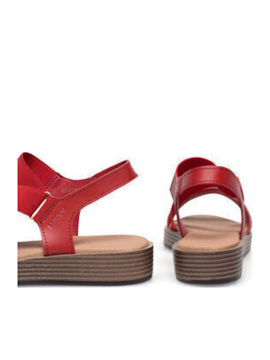 Flache Sandalen für Damen in Rot Farbe