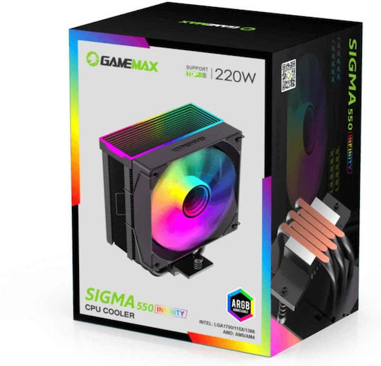 GameMax Sigma 550 Infinity Ψύκτρα Επεξεργαστή για Socket AM4/AM5/1200/115x/1700 με ARGB Φωτισμό