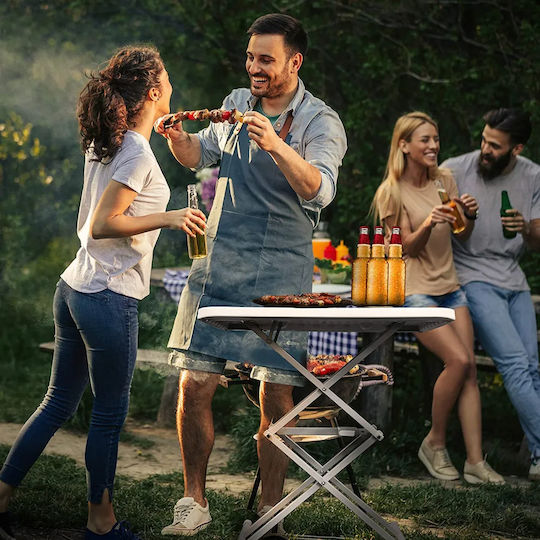 Plastic Masa pentru spații exterioare mici Pliabil cu schelet metalic Alb 64x45x36buc