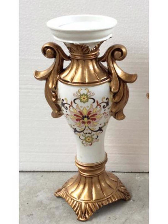 Candle Holder Porcelain in Gold Color 15x29x9.5cm 1pcs