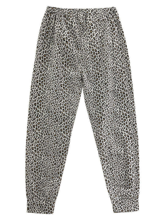 Women's Summer Cotton Pajama Set Short Sleeve Long Pants Animal Print Gp-29048