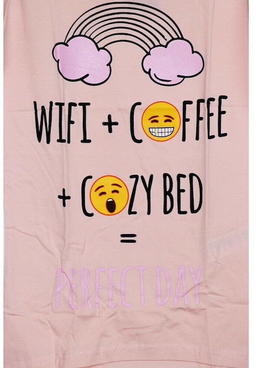 Emoji Cotton Women's Sleep T-shirt Em 53 04 060a Light Pink