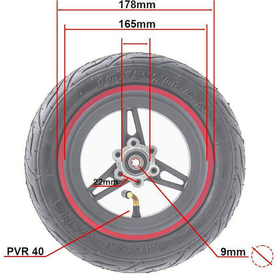Roată roșie pentru Smartgyro Zwheel trotinetă electrică de 6.5"