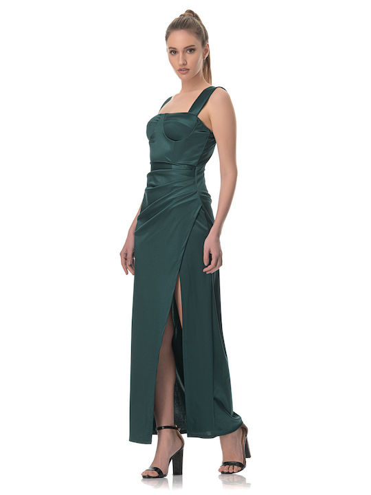 Sushi's Closet Evening Dress Satin with Slit Green