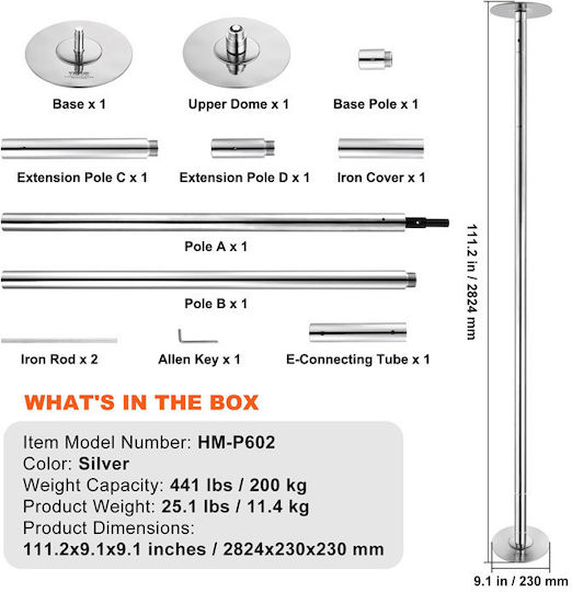 Vevor Pole Dancing Pole Silver