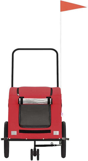 Vidaxl Pet Bicycle Trailer Red Oxford Fabric Iron Red