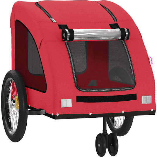 Vidaxl Pet Bicycle Trailer Red Oxford Fabric Iron Red