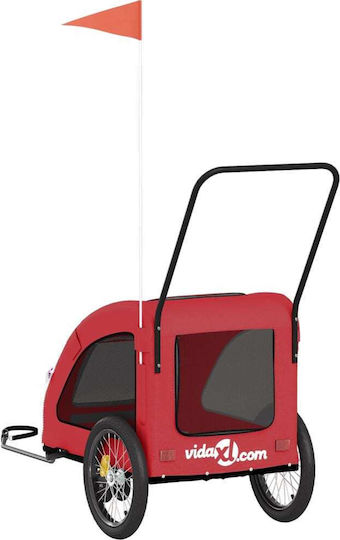 Vidaxl Pet Bicycle Trailer Red Oxford Fabric Iron Red