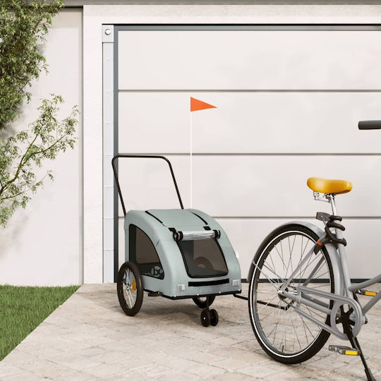 Vidaxl Pet Bicycle Trailer Gray Oxford Fabric Iron Gray