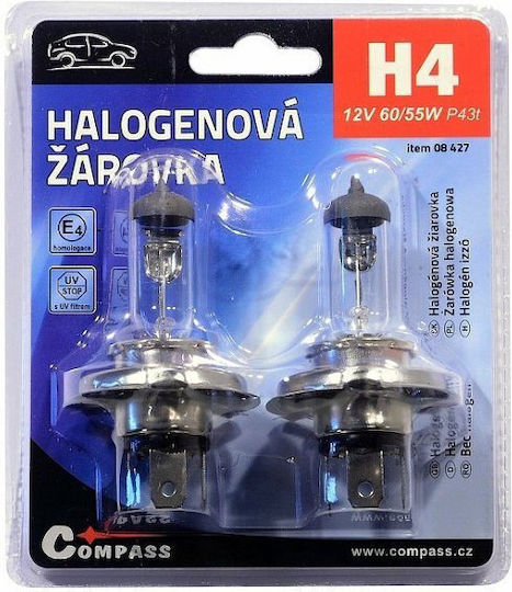 Kompass Glühbirne 12v H4 60/55w P43t Blister Pack 2 Stück