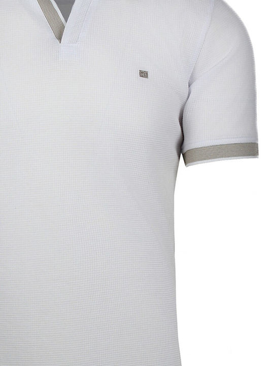 E.T. Men's Short Sleeve Blouse Polo WHITE