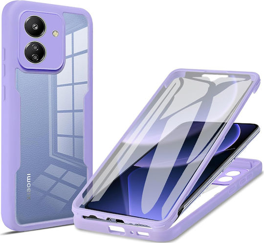 Techsuit ColorVerse 360 Vollschutz Gehärtetes Glas Set mit gehärtetem Glas Lila (Xiaomi Redmi 13C 4G)