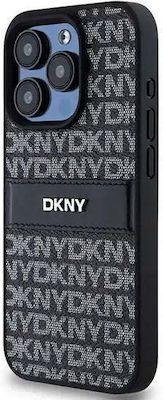 Dkny Pu Leather Repeat Pattern Tonal Stripe Case Iphone 15 Pro Max Black