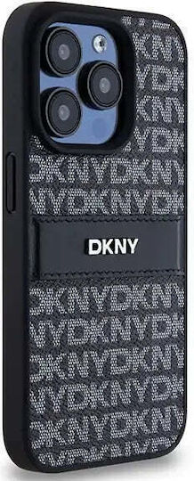 DKNY PU-Leder-Hülle mit wiederholtem Muster und Tonstreifen für iPhone 15 Pro Max Schwarz