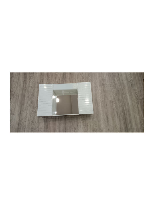 Bega Plast 7666747 Rectangular Bathroom Mirror made of Plastic with Cabinet, Shelf & Light Socket 60x40cm White