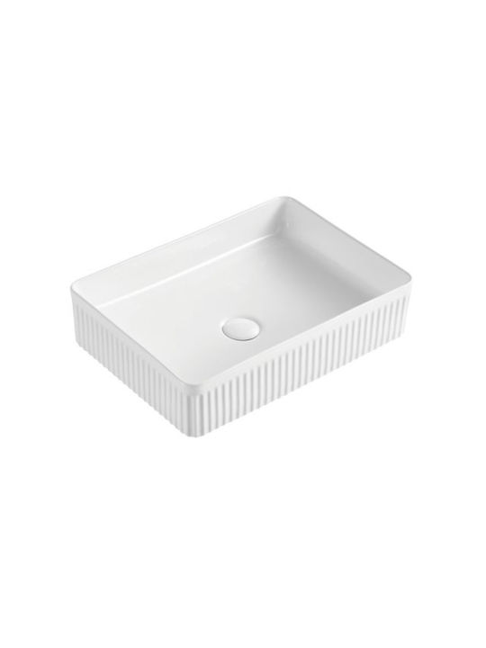 Karag Aufgesetztes Waschbecken Porzellan 50x36x12cm Weiß