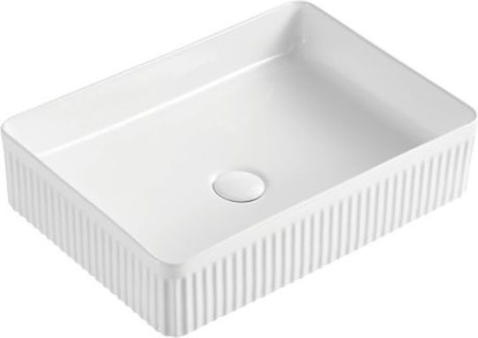 Karag Deasupra Blatului Chiuvetă Porțelan 50x36x12cm Alb