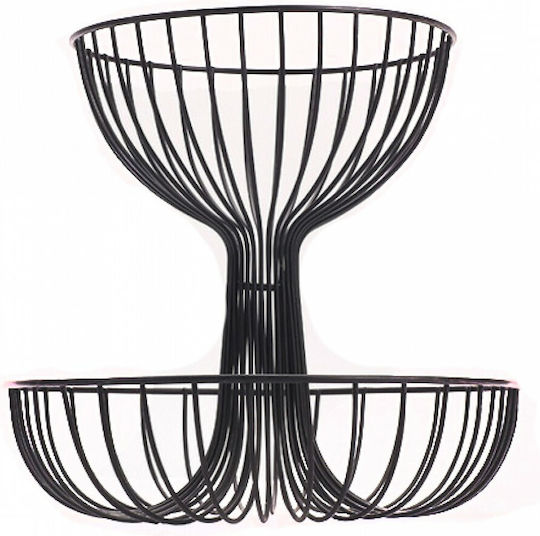 Lalos Obstschale Metallisch 2 Niveaus Schwarz 30x30x29cm