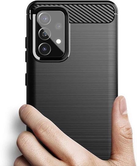 Powertech Umschlag Rückseite Silikon Schwarz (Galaxy A72)