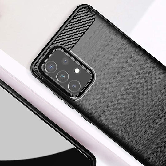 Powertech Umschlag Rückseite Silikon Schwarz (Galaxy A72)