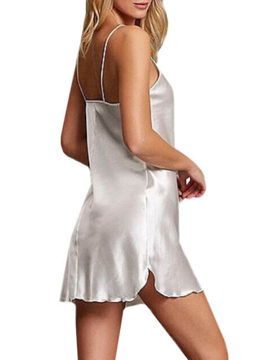 Andra Lingerie Summer Satin Women's Nightdress Silver