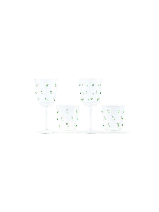 Pols Potten Set de pahare pentru Vin Alb din Sticlă în Culoarea Verde Cu picior 350ml 2buc