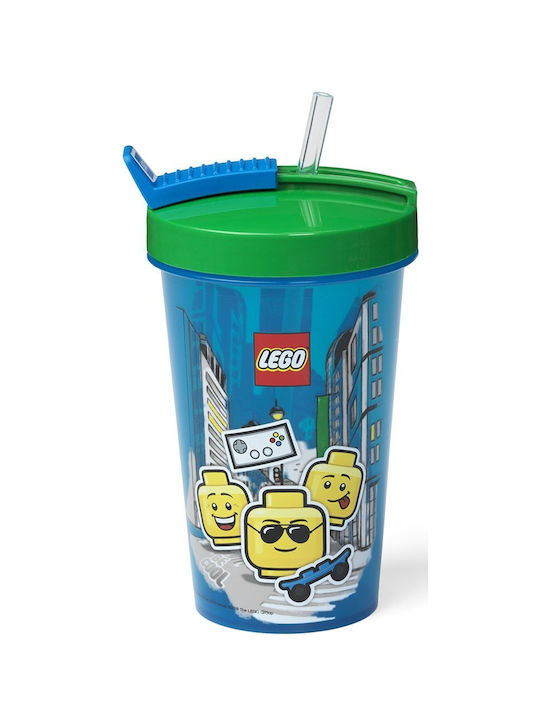 LEGO Ιconic Boy Pahar pentru apa din Plastic cu pai 500ml