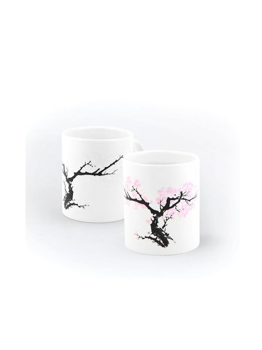 Kikkerland Cana Ceramică Albă Heat Change Cherry Blossom