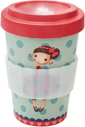 Woodway Little girl Mug Bamboo with Lid Red/Blue 400ml