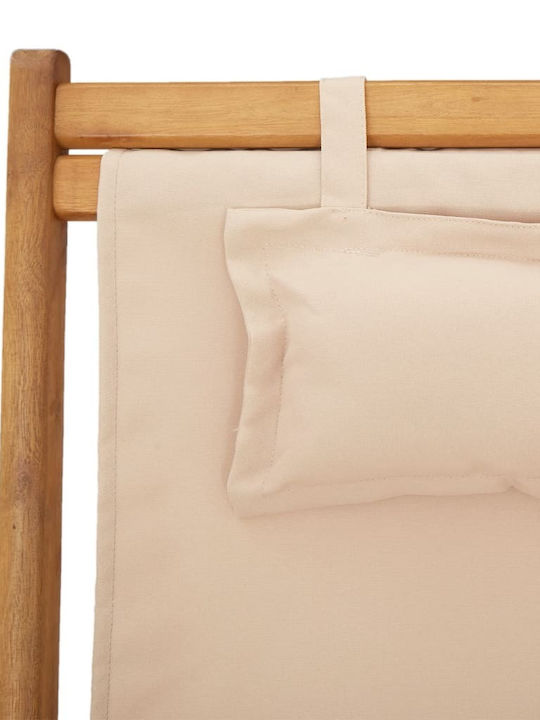 Deckchair Wooden with Beige Arms 61x112x95cm