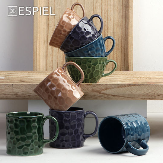 Espiel Porcelain Brown Mug 350ml 6 Pieces