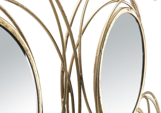 Mauro F Wall Mirror Full Length with Gold Metallic Frame Diameter 53.5cm 1pcs