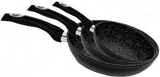 Royalty Line HomeVero Pfannen-Set aus Aluminium Schwarz mit Stein-Innenbeschichtung 3-teilig