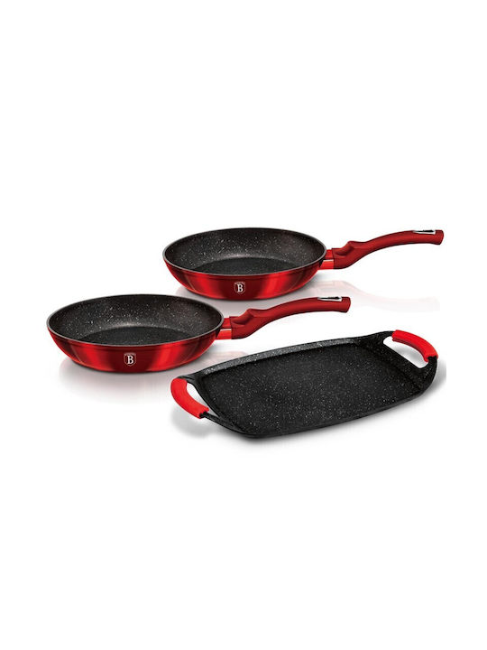 Berlinger Haus Pans Set of Aluminum with Non-stick Coating Burgundy Collection 3pcs