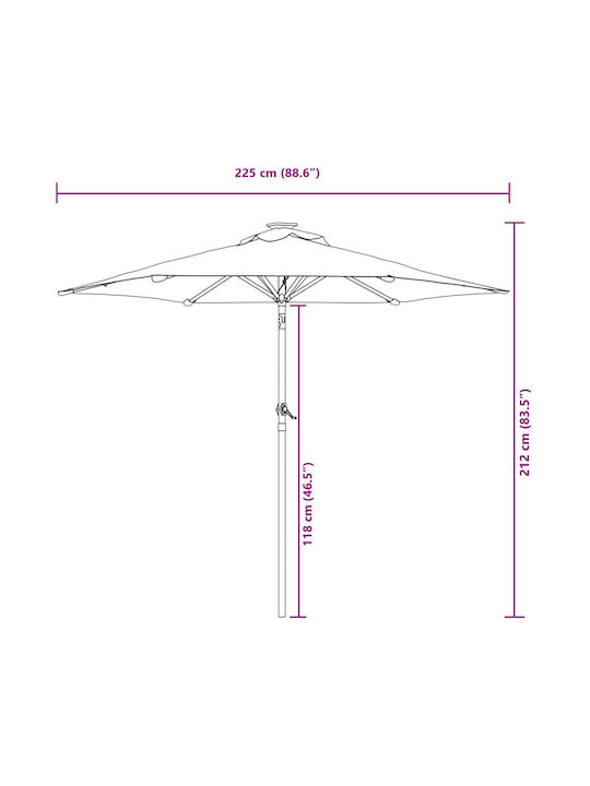 Garten- und Terrassen-Sonnenschirm Rundschreiben Metall Blau F2.12xY2.12m